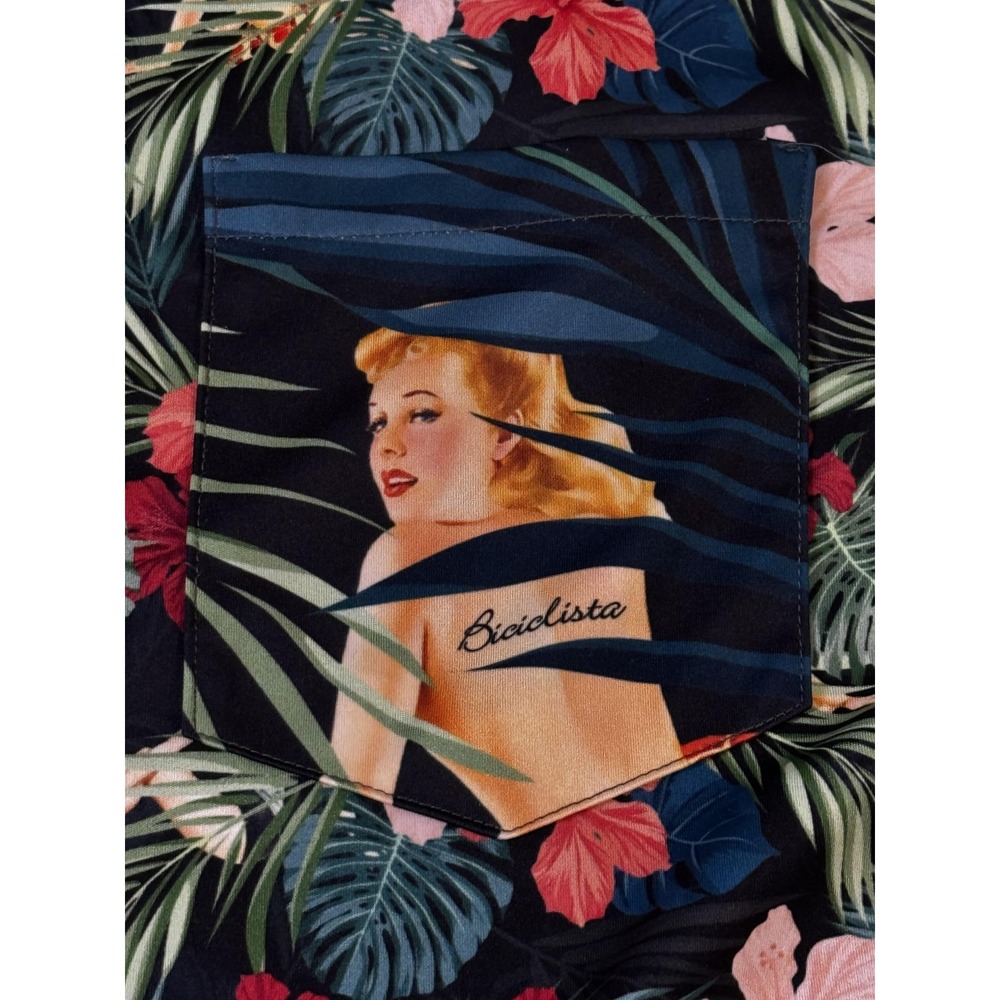 Biciclista Shirt Mens L Hawaiian Pin-Up‎ Floral Moonlight Swim Made in Italy - Picture 4 of 14
